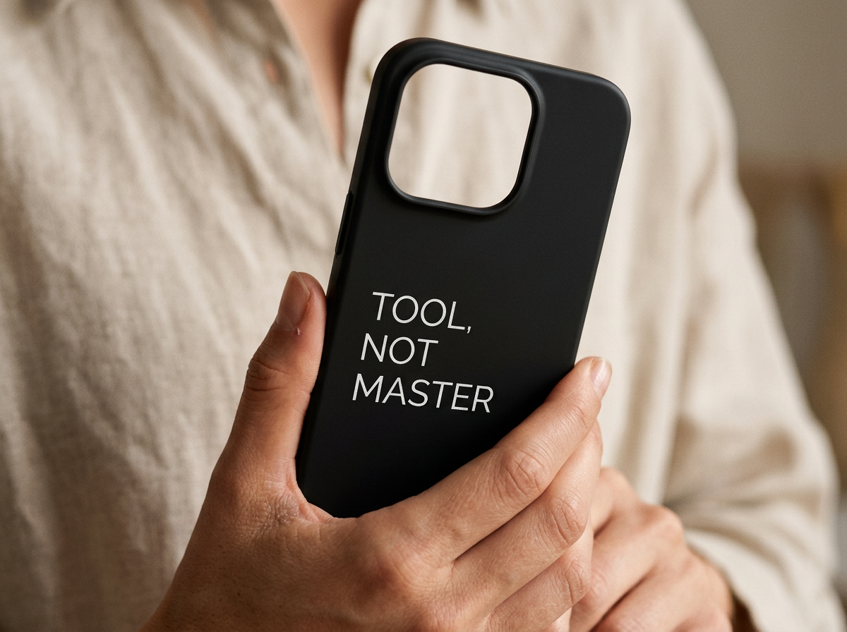 TOOL, NOT MASTER case held in hand